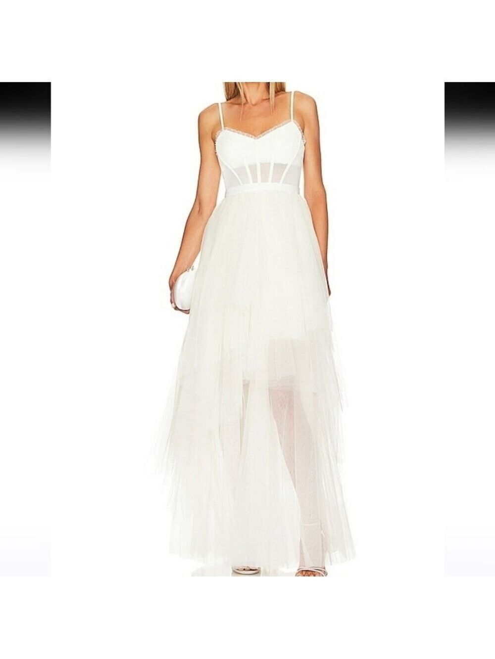 BCBGMaxAzria Corset Tiered Dress in Gardenia NEW #2313